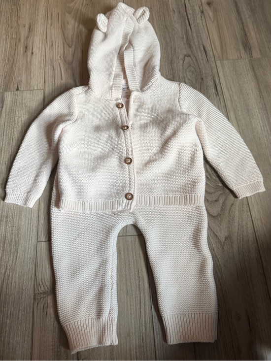 Carter's Other - Carter’s Cream Knit Baby Hooded Button Romper with Ear Detail Size 12 months